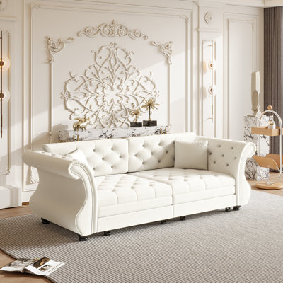 83.8" Oversized Chesterfield Pull Out Sofa Bed