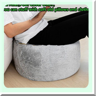 Round Foot Rest Pouf Ottoman - Small Furniture for Living Room & Bedroom. Under Desk Stool, Unstuffed & Without Filler.