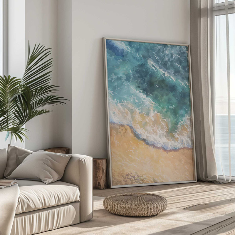 «Waves on Amber Sand», reproduction encadrée, H 17 po x l 13 po, Noir satiné
