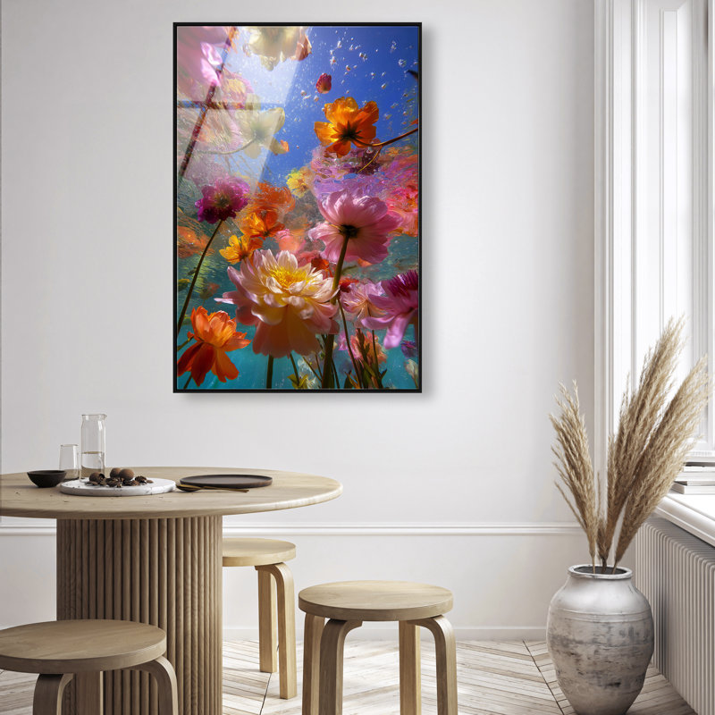 Liquid Bloom II Print, 31"H x 21"W, Black Floater Frame