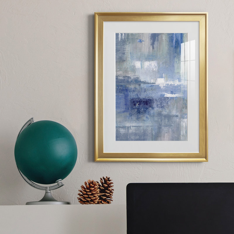 Bay View Indigo - Cadre photo, reproduction d'art sur papier, Or, H 18,5 po x l 24,5 po x P 1,5 po