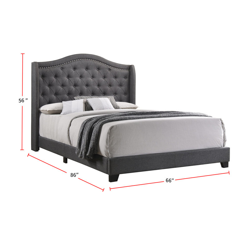 Aquira Upholstered Queen Wingback Bed Blue, Blue, Queen