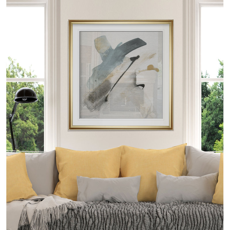 «Sand and Sky III», peinture, H 27 po x l 27 po x p 1,5 po, Cadre doré