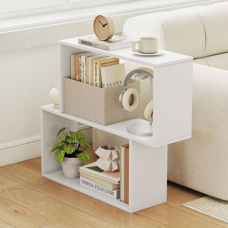 70cm H x 80cm W Geometric Bookcase, White
