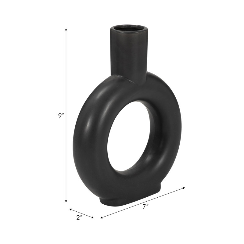 Sagebrook Home Verla Ceramic Elegant Centerpiece Vase - A Must-Have Addition for Stylish Homes, Black