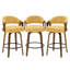 Tabouret de bar pivotant à 360 ° de style Mid-Century moderne en noyer avec dossier courbé rembourré (ensemble de 3)-1189933071-1189933072