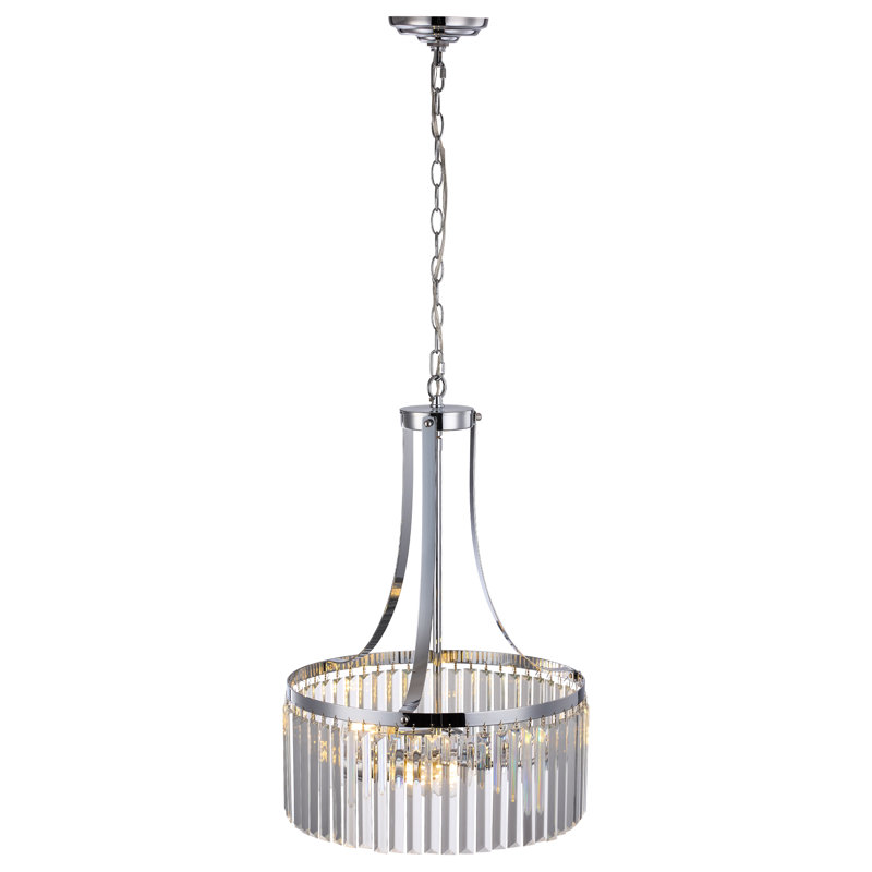 Lustre tambour en cristal 3 lumières Jeiri, Chrome