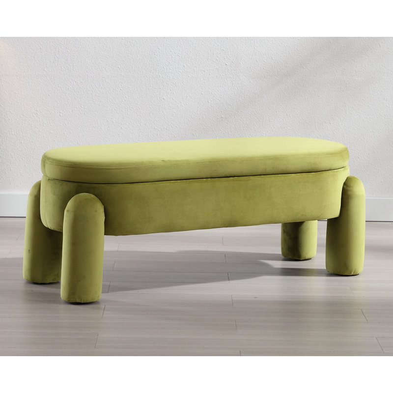 Akikazu Upholstered Storage Bench, Green