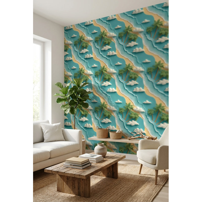 Papier peint plage tropicale, palmiers, océan