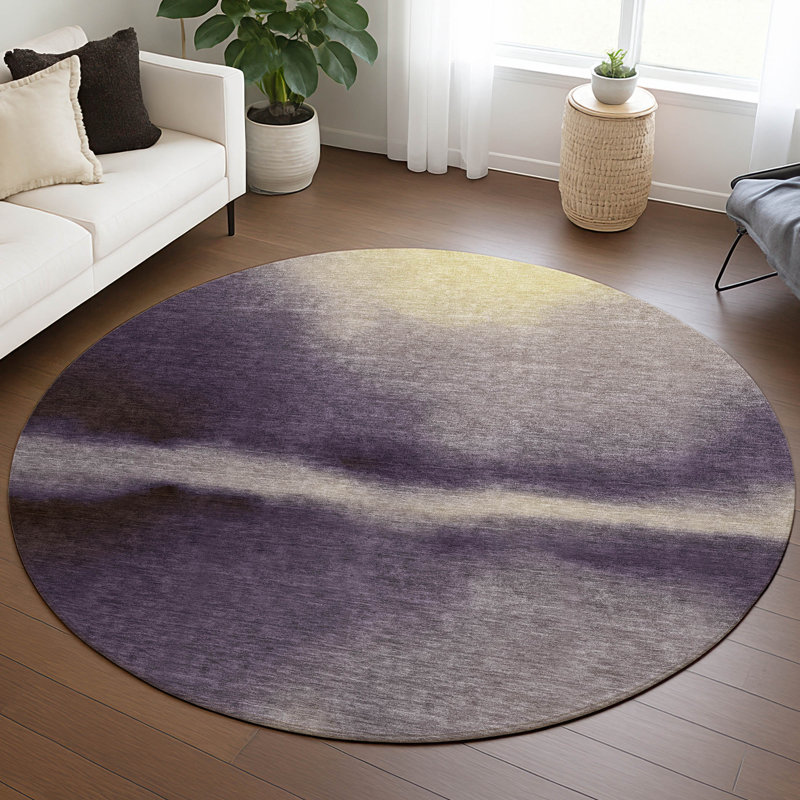 Machine Washable Indoor/Outdoor Lockway ACN2419 Abstract Rug, Round 8'