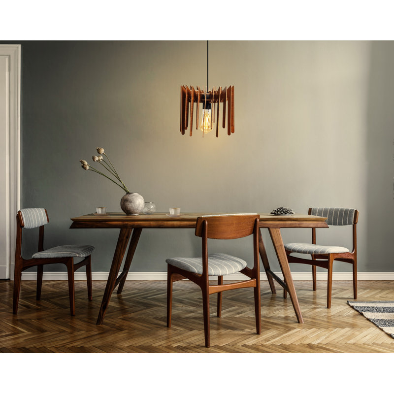 Superbe lustre en zigzag, finition noyer, 7,9 po x 9,1 po | Câble réglable, hauteur totale: 21,7 pouces | Corps en panneau de fibres à densité moyenne, douille E27 (40 W maximum) | Design scandinave, éclairage moderne élégant pour la maison et le bureau