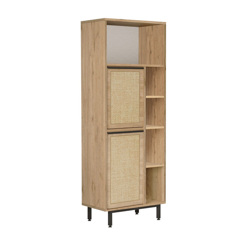 Elegant Bathroom Cabinet with Metal Legs, Walnut & Oak Finish, 23.6 x 63.7 x 14.0 inches | 100% Melamine Coated Particle Board, UV Coated | Stylish Storage Solution for Modern Bathrooms, Durable & Functional Design