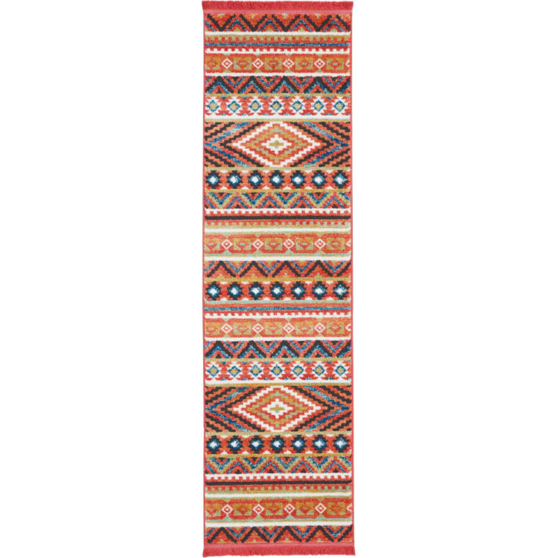Southwestern Machine Woven Area Rug in Orange/Brown/Beige, Runner 2'2" x 7'9"