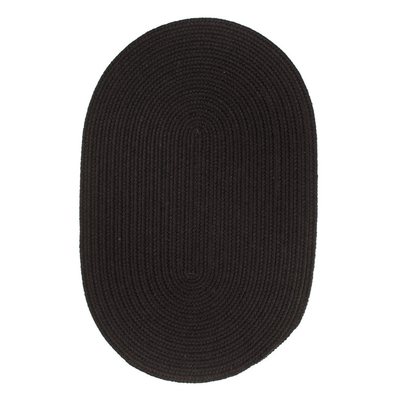 Tapis noir en laine tressée à la main Smyth, Tapis de couloir 2 pi x 8 pi