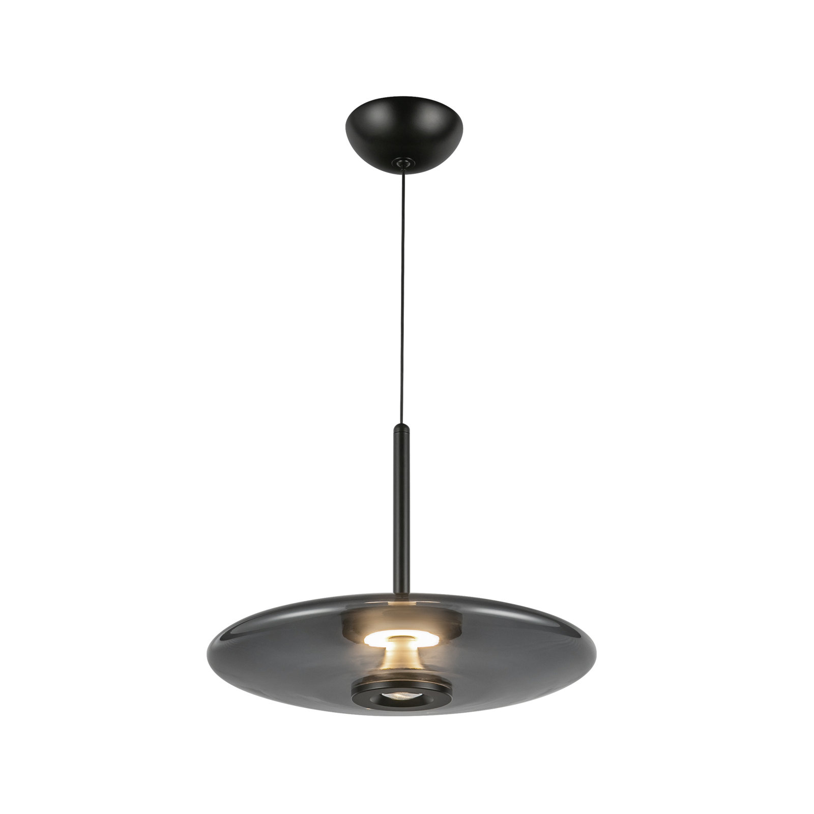Harden Dimmable LED Single Light Pendant, Smoked, Black