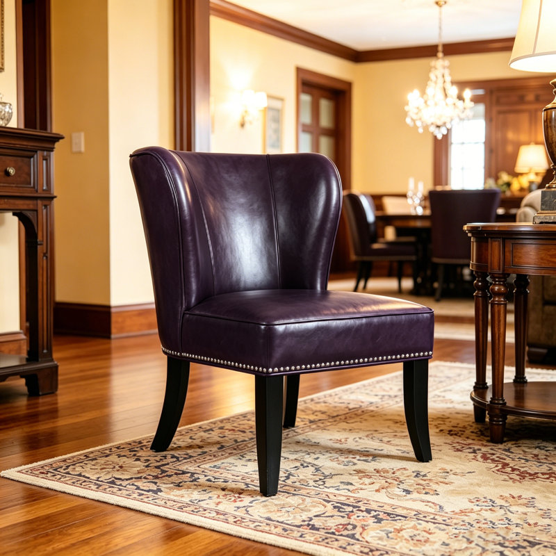 Fauteuil demi-tonneau en similicuir de 25,6 po x 27,2 po x 32,8 po en polyuréthane mauve