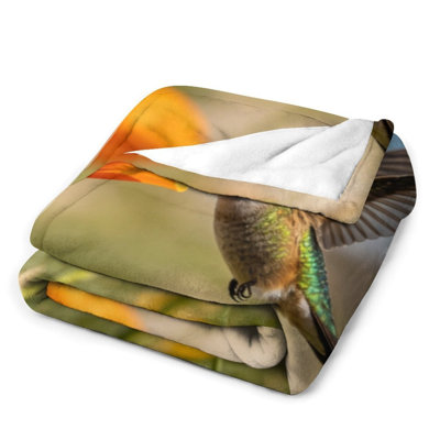 Jeté en flanelle Hummingbird Poppy Luxury