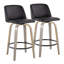 Tabouret de comptoir à hauteur fixe de 26 po avec pieds en bois cintré et repose-pieds rond Thea-129427558-129427562-129427573
