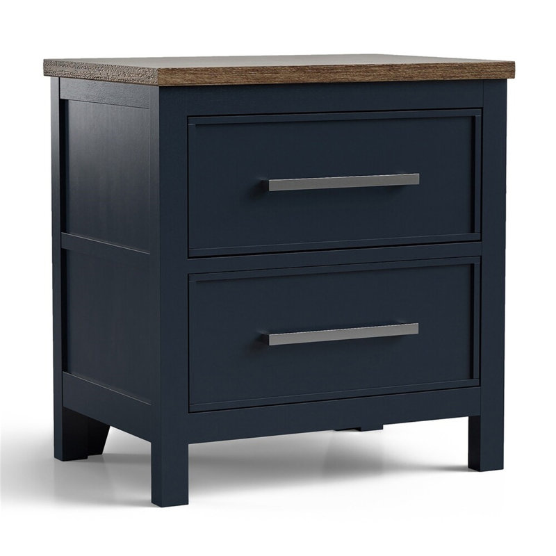 Table de chevet moderne de style campagnard 1pc, Bleu / brun foncé