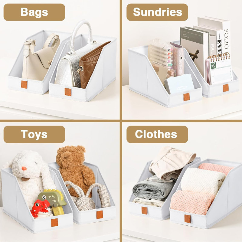 Ensemble de 4 bacs de rangement pliables en tissu, organisateurs de placard et paniers de rangement pour sacs à main, sacs à main, fournitures de bureau, tablettes de garde-robe et organisation de chambre à coucher
