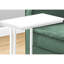 Table à collation contemporaine avec base en métal blanc pour les espaces de vie en stratifié