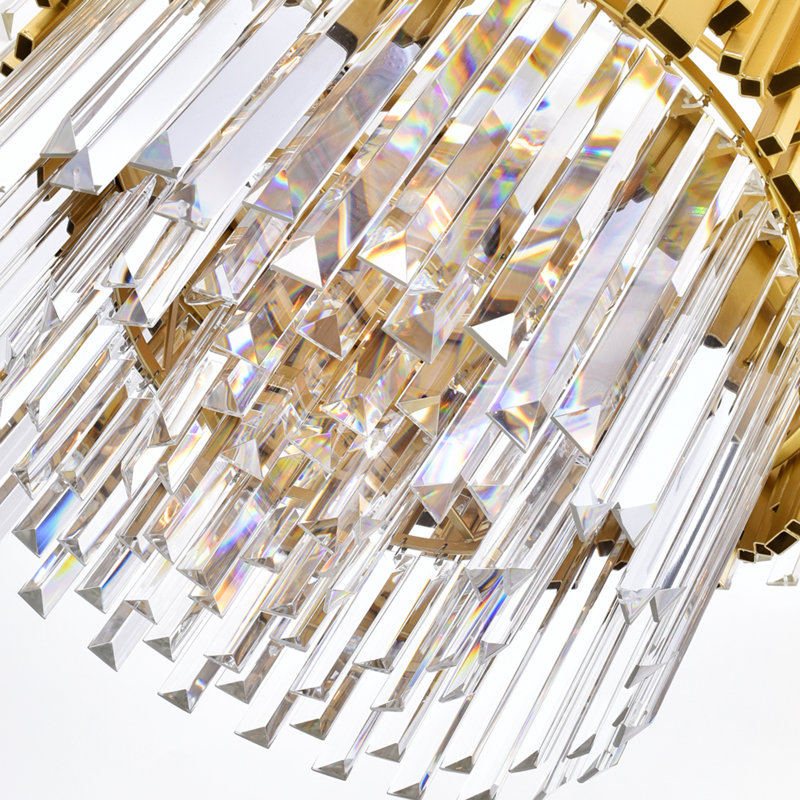 32" Medallion Gold Chandelier – 12-Light Tiered Down Chandelier with E12 Bulb Base and Crystal Prisms – BACL Certified with 1-Year Warranty