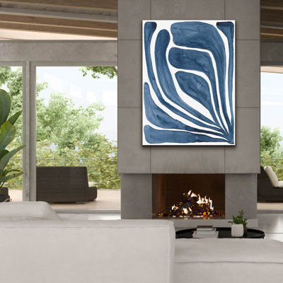 «Blue Stylized Leaf I» par Regina Moore