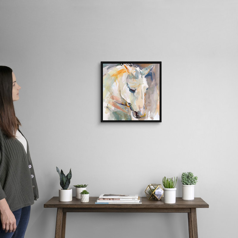 " Beautiful Contemplation " Painting Print, Black Floater Framed, 17.7" H x 17.7" W x 1.75" D