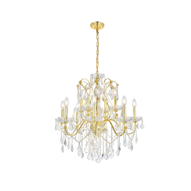 Dagmar 12-Light Dimmable Traditional Chandelier, Gold