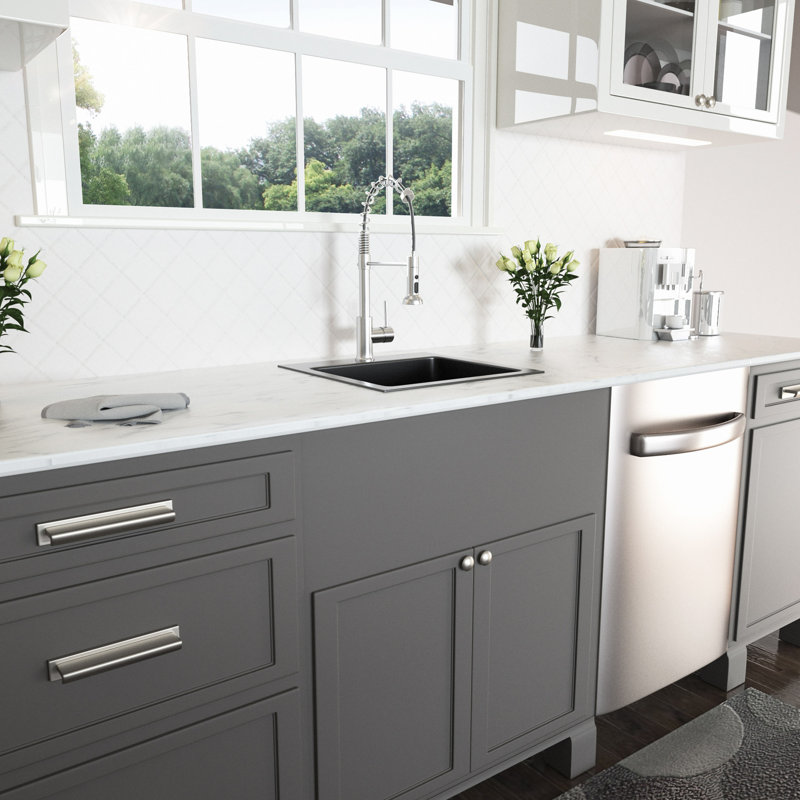 15*15*9" Drop In Kitchen Sink Gunmetal Black Topmount 16 Gauge Deep Single Bowl Stainless Steel Sink Basin
