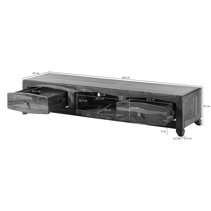 Ancona TV Stand for TVs up to 60", Brown Lacquered