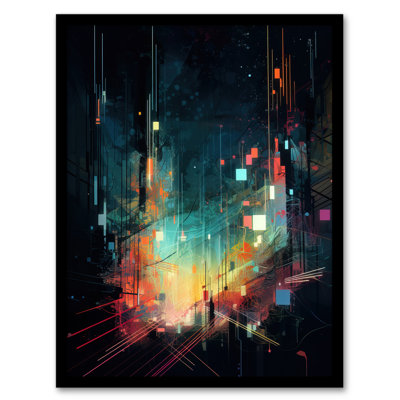 Abstract Metropolis Cityscape Sunrise Geometric - Single Picture Frame Print