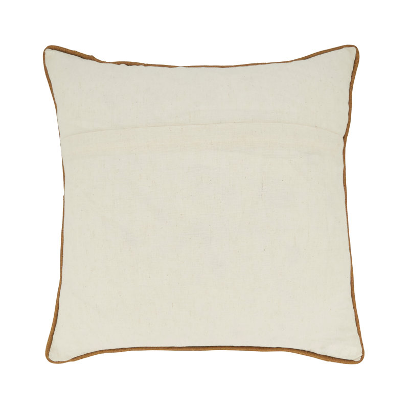 Beige Embroidered Bumble Bee Square Throw Pillow