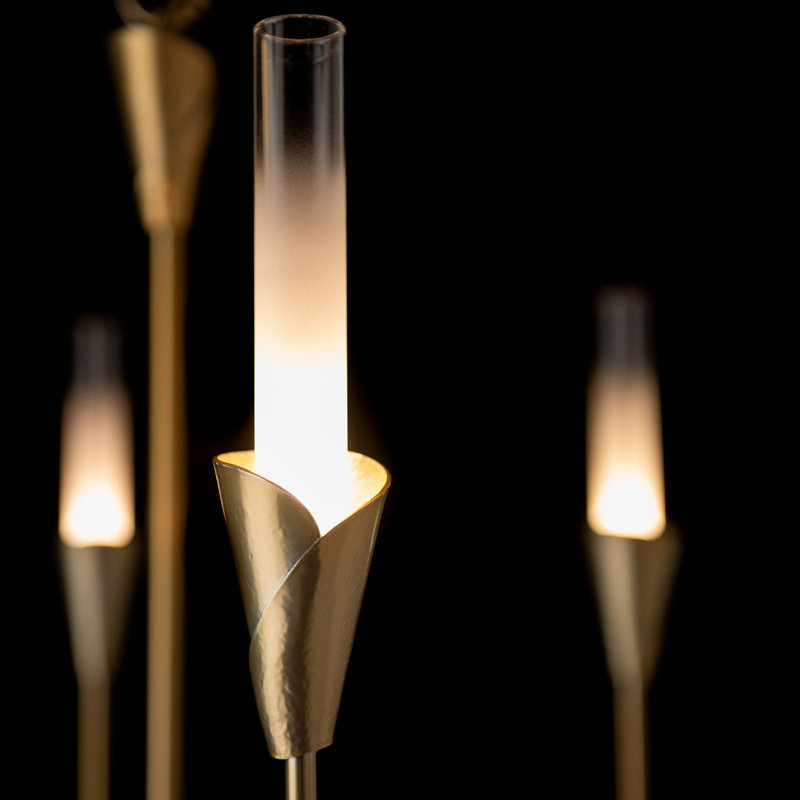 Lilium Chandelier - 6-Light - Dark Smoke, Modern Brass
