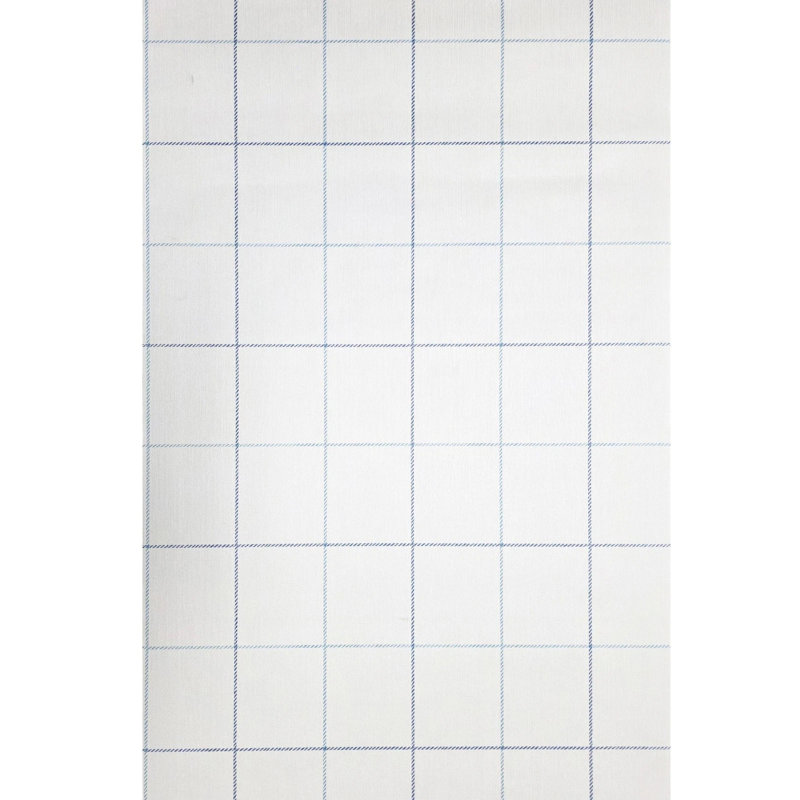 Papier peint texturé à carreaux bleu et blanc cassé