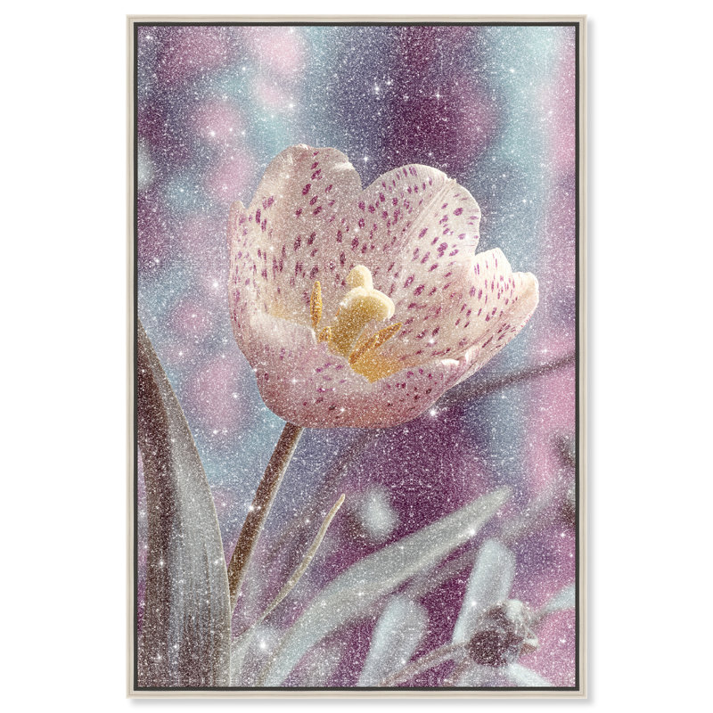 Dapple Bloom I Floral & Botanical Canvas Print by Oliver Gal, Black Frame, 10 x 15, 21"H x 31"W, Silver Floater Frame