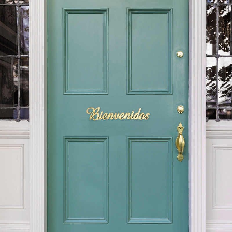 Bienvenidos Door Greeting, Polished Brass