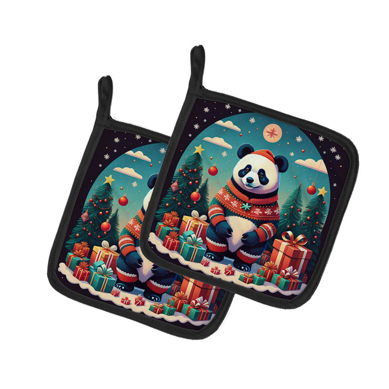Paire de porte-casseroles Panda Christmas