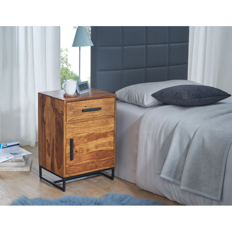 Adhvika 45cm W Iron Bedside Table
