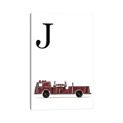 J Fire Engine Letter 1 Piece Wall Art on Canvas