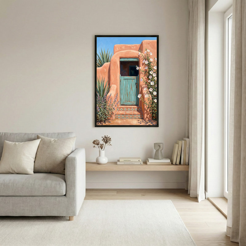 Art mural sur toile noir encadré pour le salon, la chambre à coucher, le bureau ou le vestibule - Décoration murale décorative avec porte sud-ouest