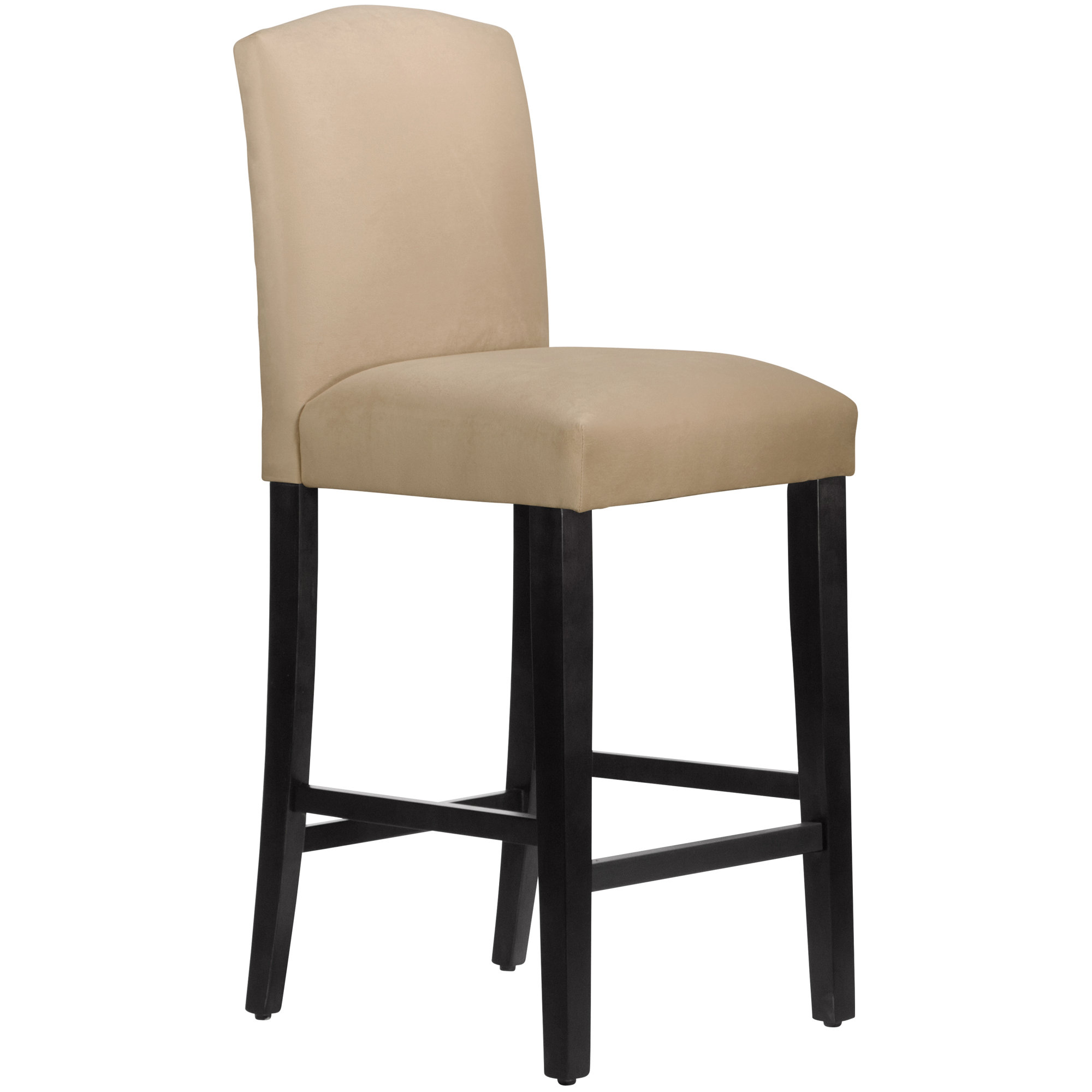 April Upholstered Stool, Classic Pearl Performance Velvet, Black Wood, Bar Stool (31" Seat Height)