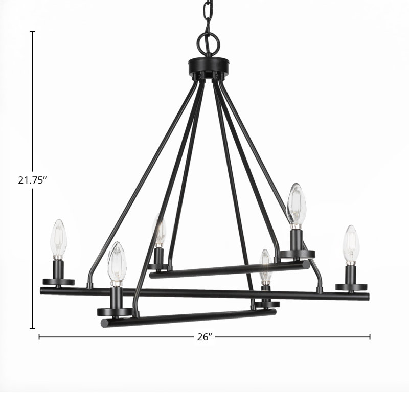 Lustre suspendu 6 lumières Trinity, Noir mat