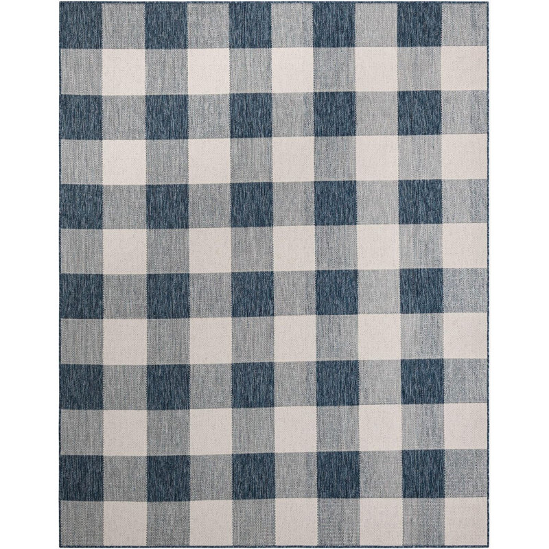Tapis intérieur / extérieur bleu Borland, Rectangle 7 pi 10 po x 10 pi