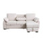 Canapé-lit modulaire réversible en tissu chenille l 91 po beige avec méridienne de rangement, table rabattable, porte-gobelets et ports de chargement-1802096246