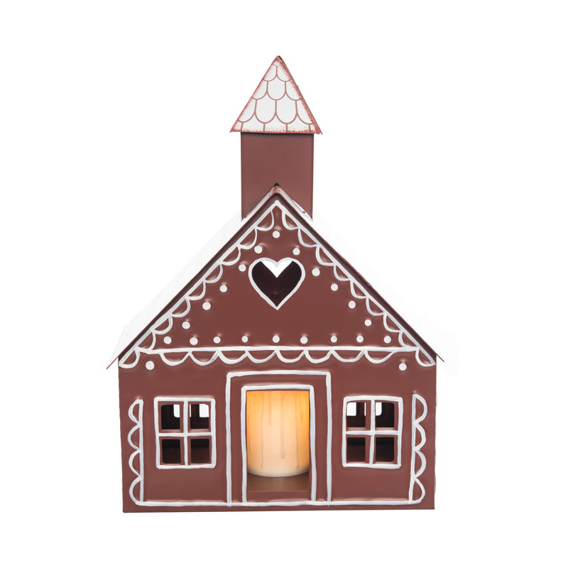 Maison de pain d'épice de Noël multicolore en métal 9,25 po Transpac