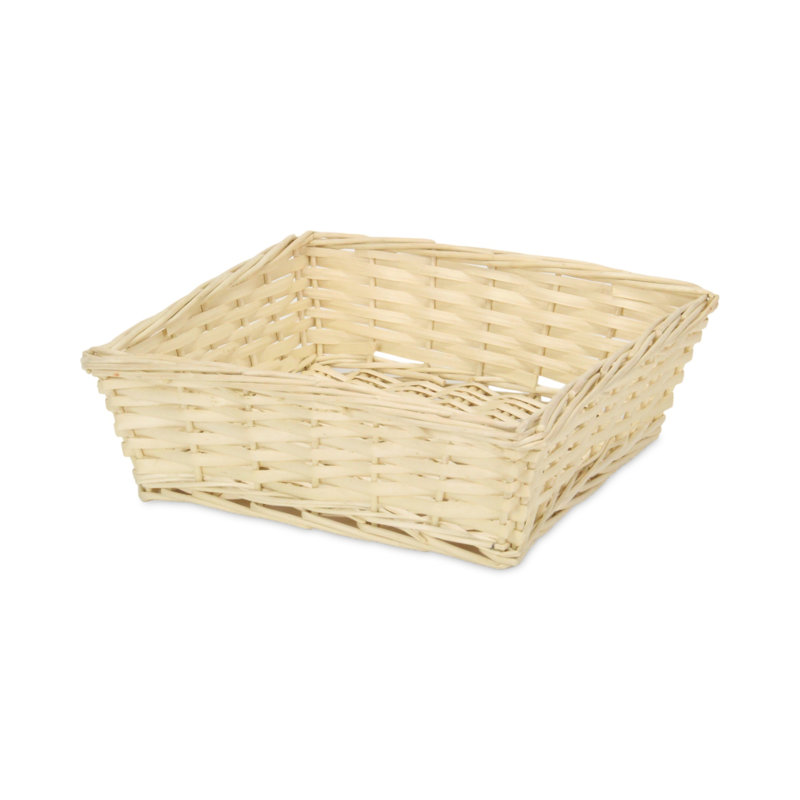Lota Square Willow Serving Basket, Natural Light Brown, Available in 3 Sizes, 4" H x 11.75" W x 11.75" D