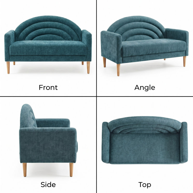 Michala Upholstered Loveseat, Turquoise Polyester, 31.5" H x 49.6" W x 30.7" D