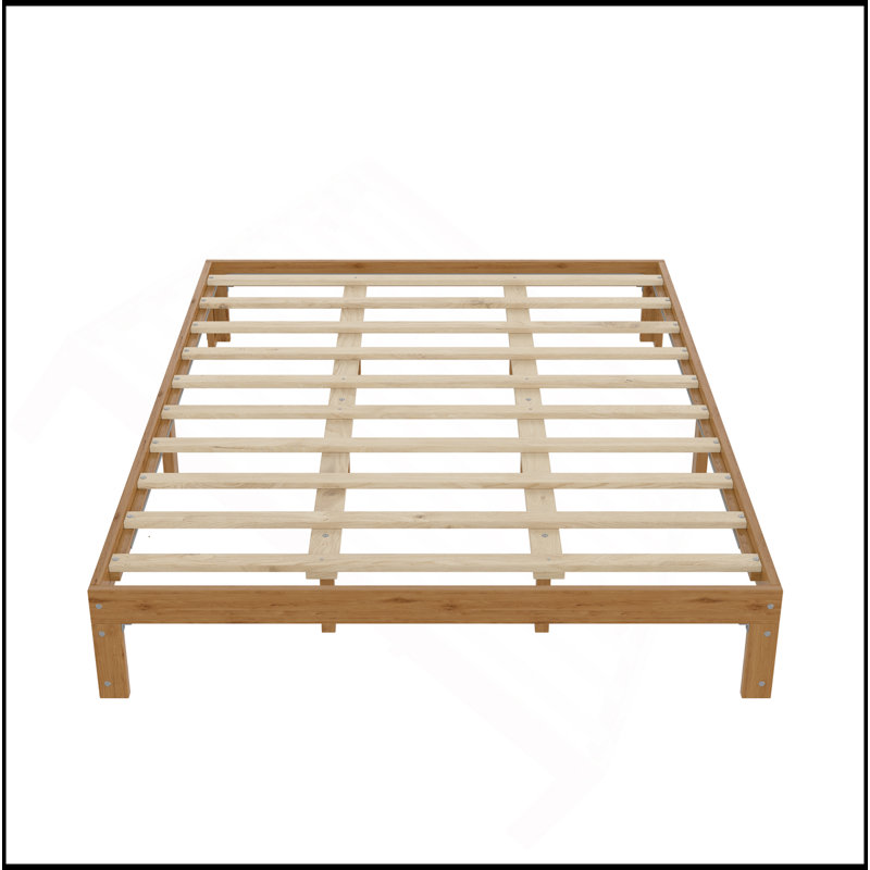Structure de lit plateforme en bois - structure de lit grand en bois massif de 12 pouces avec support de lattes, aucun sommier requis, assemblage facile - pin rustique