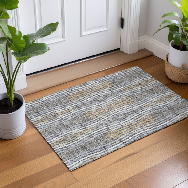 Machine Washable Indoor/Outdoor Chantille ACN2666 Modern Rug, 1'8" x 2'6", Gray